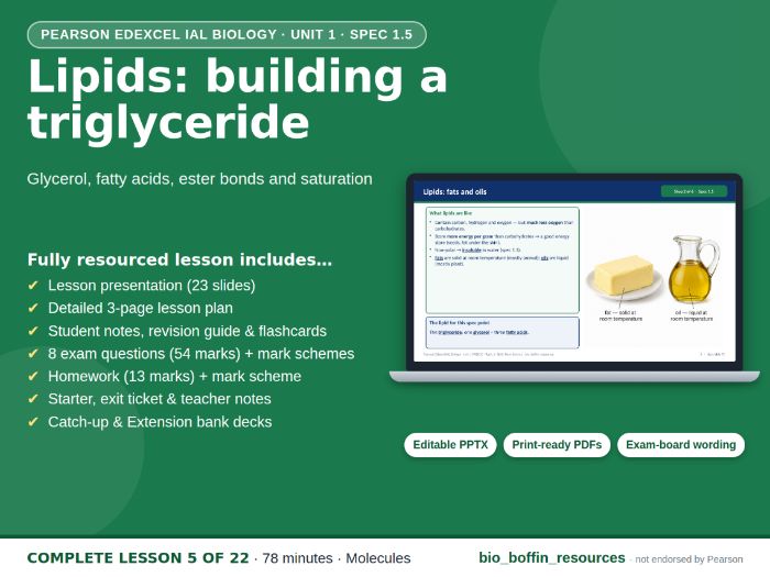 IAL Biology Edexcel – Lipids & Triglycerides