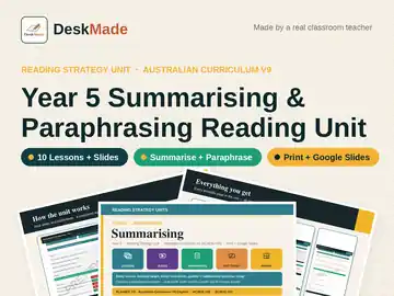 Year 5 Summarising Reading Unit | Australian Curriculum V9