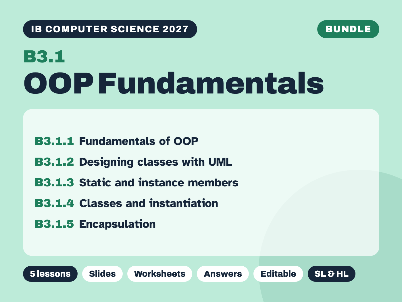 IB Computer Science 2027 – B3.1 OOP Fundamentals – Complete Bundle (5 lessons)
