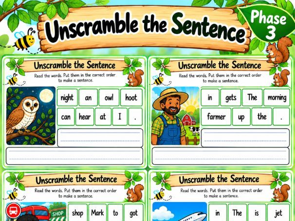 Phase 3 Phonics – Unscramble the Sentences