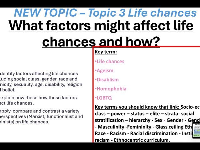AQA GCSE Sociology: Social Stratification - Life chances