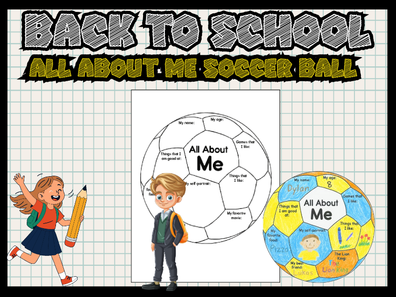 All About Me Soccer Ball Worksheet - Getting to Know You Back to School Activity