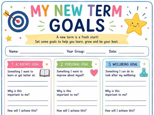 New Term Goal Setting Worksheet | Back to School KS2 | Pupil Targets and Reflection