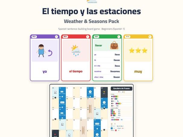 Spanish Weather & Seasons Sentence-Building Game