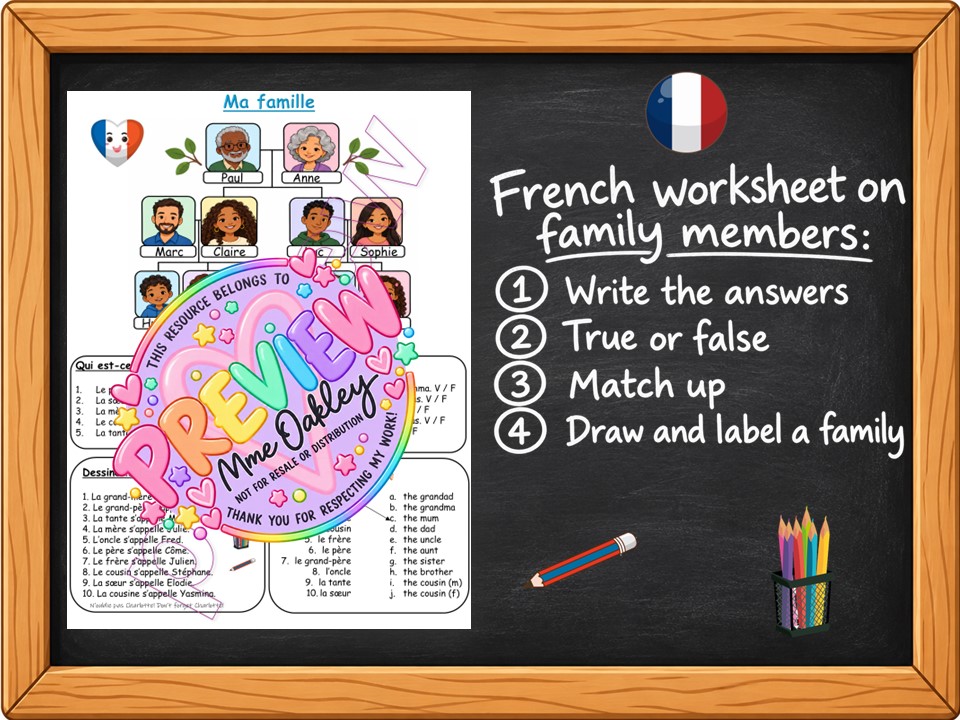 Ma famille | Fiche de travail | French worksheet | Family members