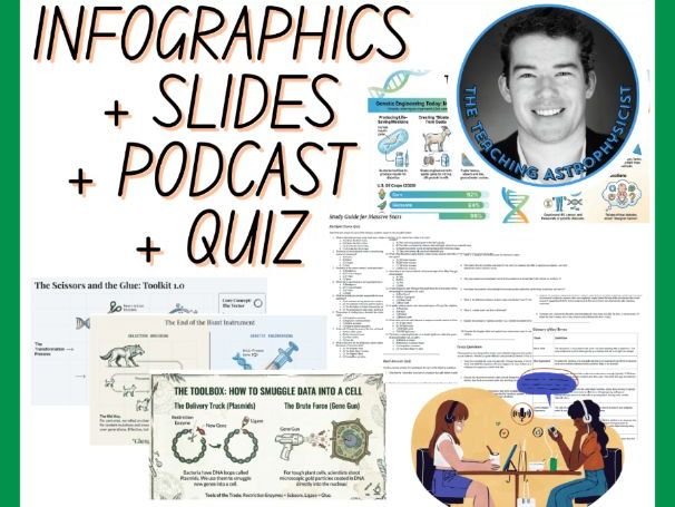 Genetic Engineering Infographics + Slides + Podcast + Quiz | Biology Science Set