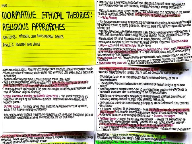 A/A* A-Level RS: Natural Law