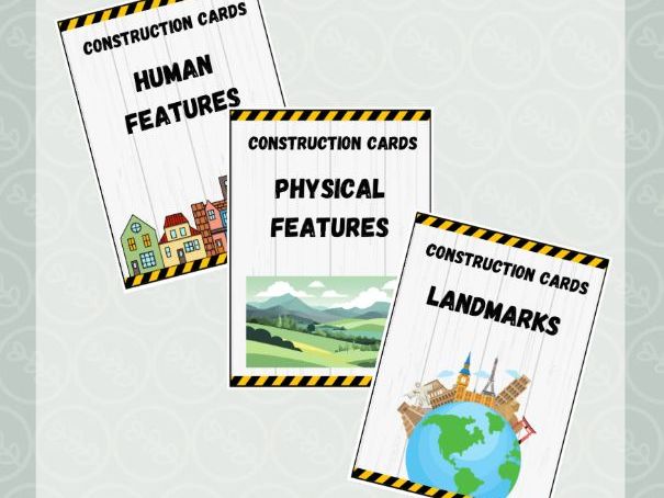 Construction Card Bundle: Landmarks, Human & Physical Features