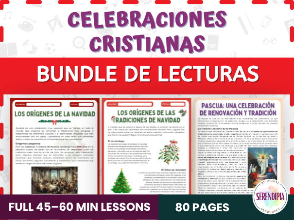 Christian Holidays Reading Comprehension Activities in Spanish B2-C1-C2 Level | Pascua y Navidad | BUNDLE