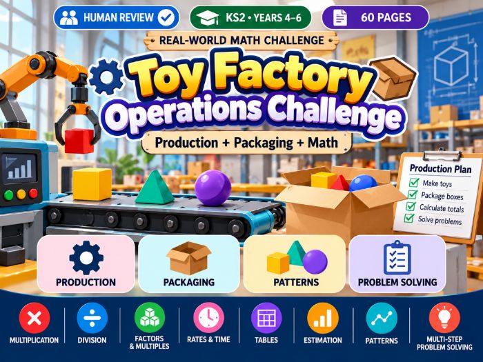 Toy Factory Operations Maths Challenge | KS2 Years 4–6 | 60 Pages