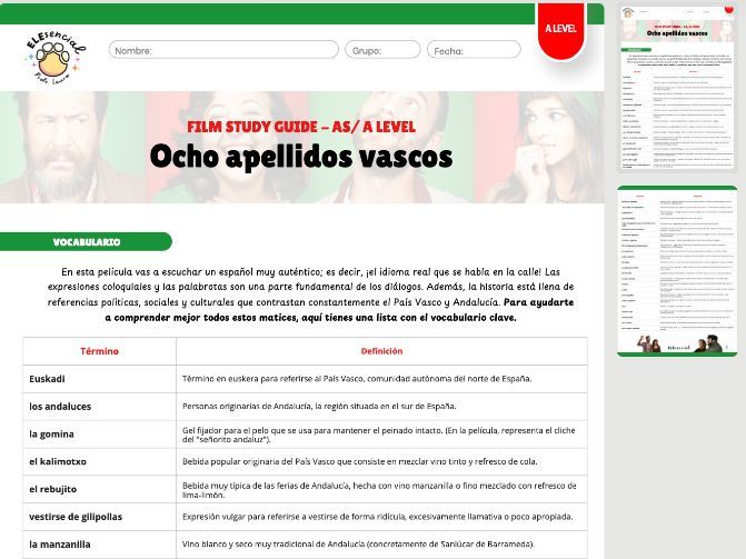 A Level Spanish Vocabulary Glossary: Slang & Cultural Terms in Ocho Apellidos Vascos