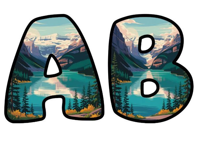 Banff Mountain Lake Alphabet Letters | Classroom Display, A-Z 0-9 and Signs