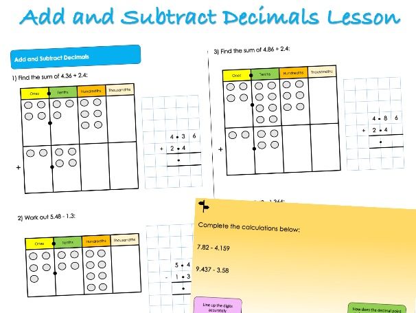 Year 6 Decimals - Add and Subtract Decimals Lesson