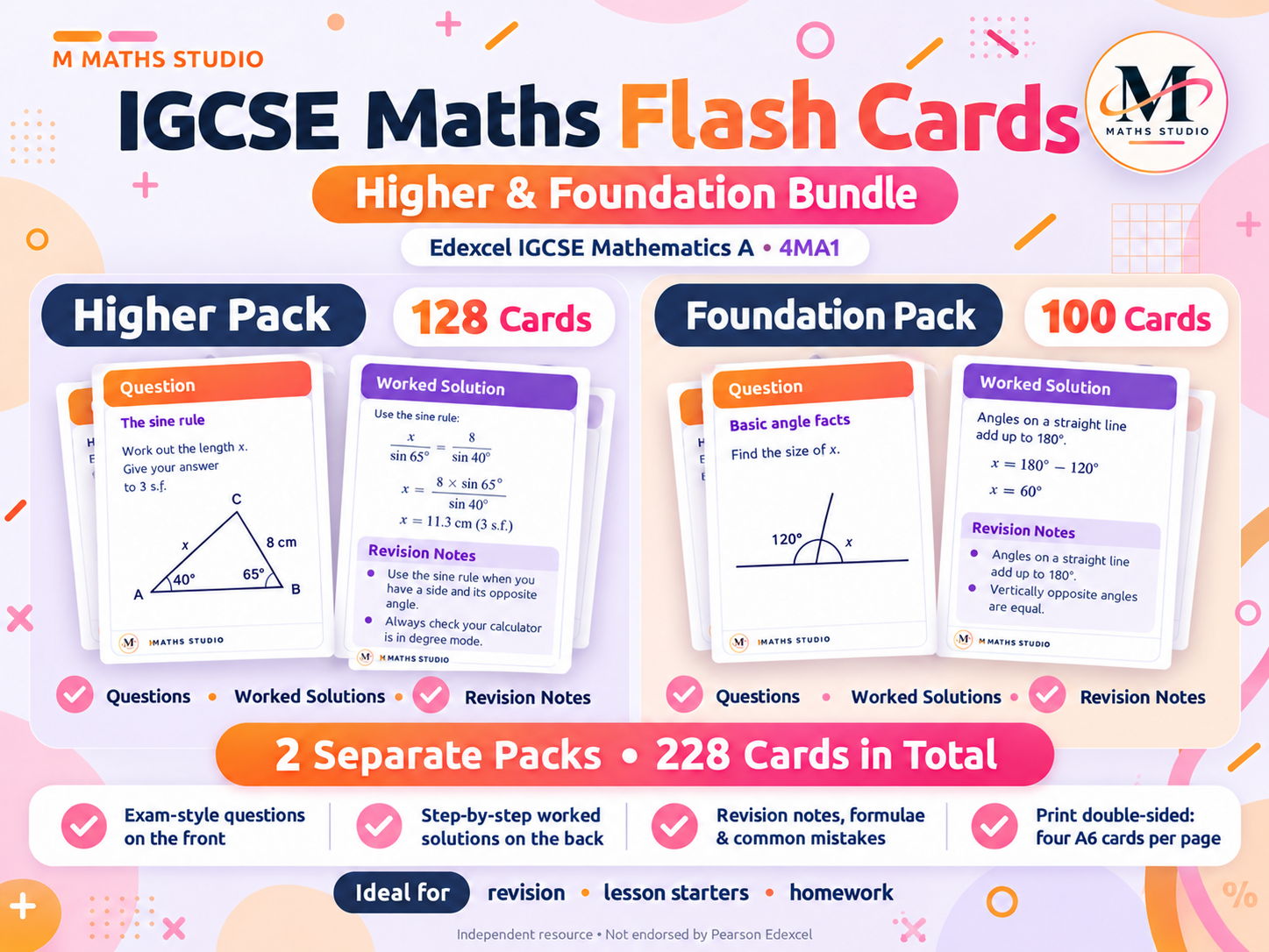 Edexcel IGCSE Maths Flash Cards Bundle | Higher + Foundation