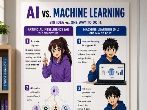 AI vs Machine Learning | FREE Computer Science Poster | A4 JPEG