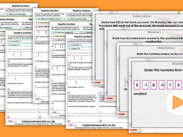 Year 5 Negative Numbers Autumn Block 1 Step 11 Maths Lesson Pack | Teaching Resources