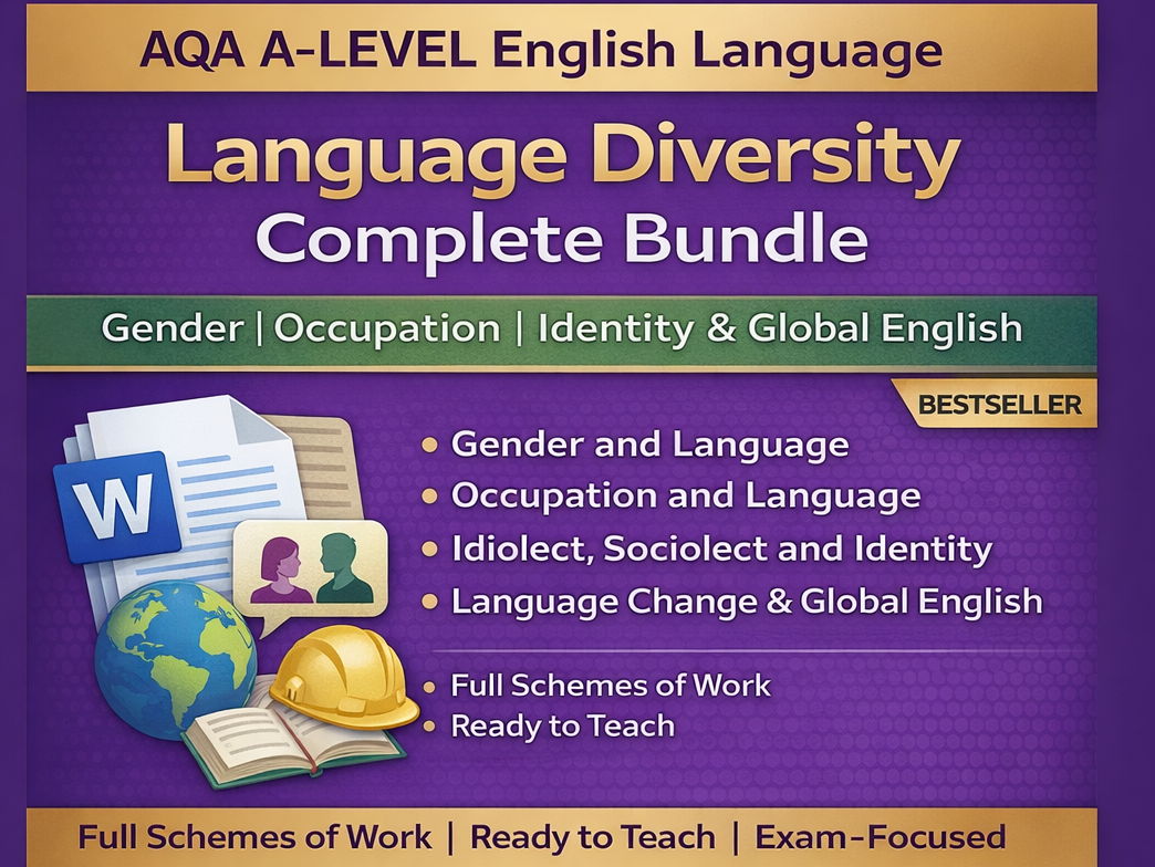 AQA A-Level English Language – Language Diversity Complete Bundle | Gender, Occupation, Identity & Global English