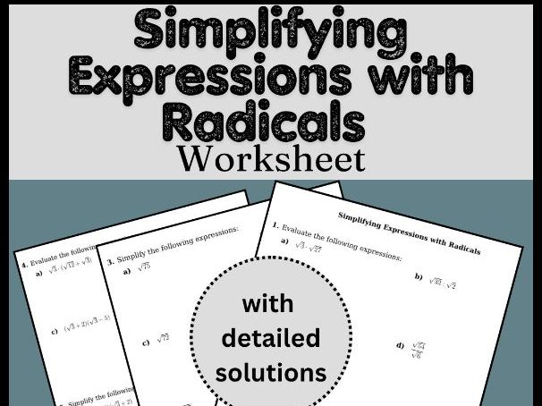Simplifying Expressions with Radicals Worksheet (with solutions)