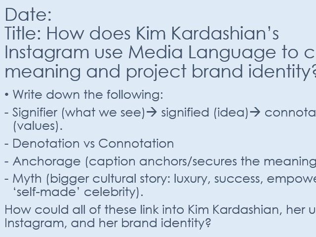 Kim Kardashian OSP for AQA Media Studies GCSE