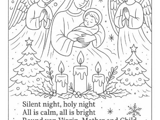 Silent Night Christmas Hymn Colouring Page