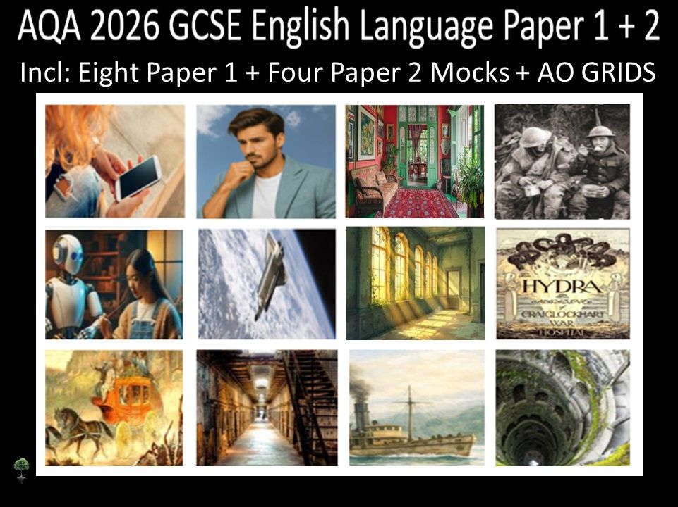 Twelve AQA 2026 GCSE English Language Paper 1 & 2 Mocks | AO Grids