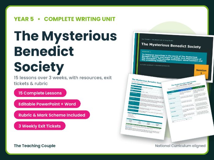 The Mysterious Benedict Society | Year 5 English Unit | 15 Complete Lessons + Resources