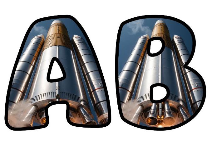 Rocket Moon Space Classroom Display | Lettering Set | Upper & Lowercase, 0-9 and Signs