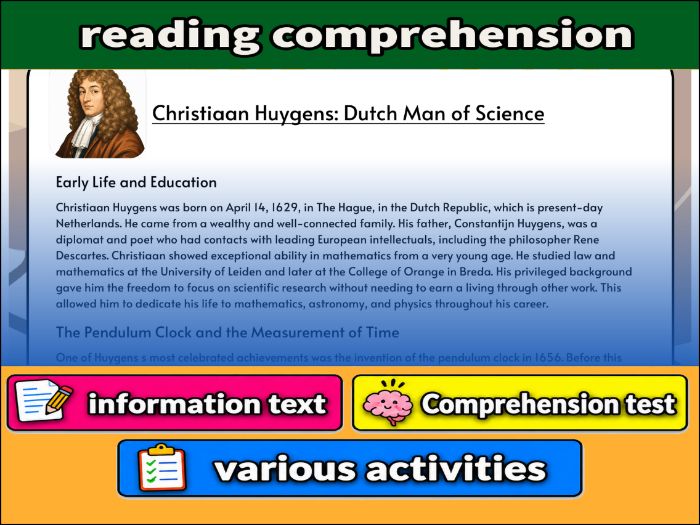 Christiaan Huygens: Dutch Man of Science- Reading Comprehension, Worksheet & Activities