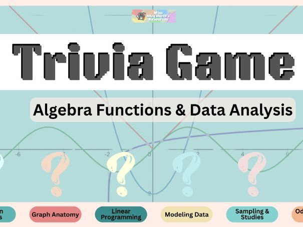 Algebra Functions & Data Analysis (AFDA) Trivia Game | Ready-to-Play + Editable
