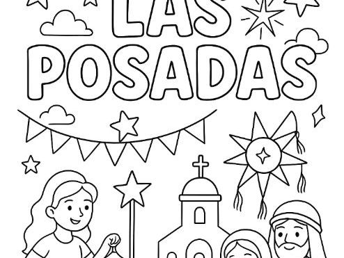 Las Posadas Navidad Christmas Colouring Page