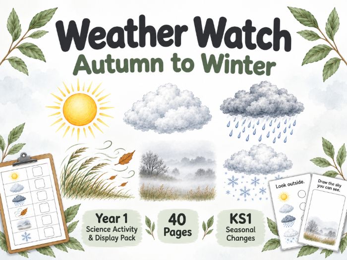 Weather Watch – Autumn to Winter | Year 1 Science Activity & Display Pack | 40 Pages | KS1 Seasonal