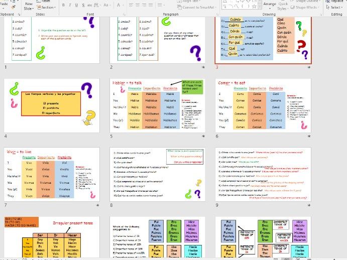 GCSE Spanish Question Words - Tenses