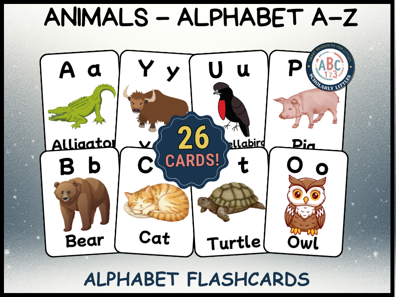 Alphabet Animals Flashcards - Letters