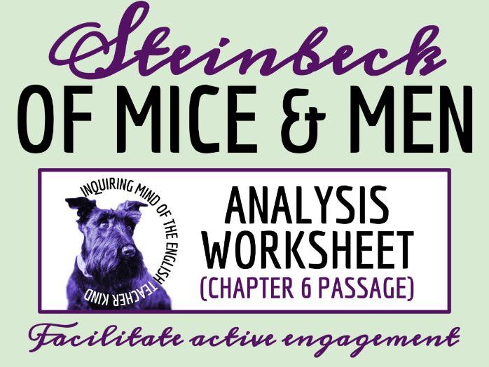 Of Mice and Men Chapter 6 Novel Analysis Worksheet | Close Reading Activity