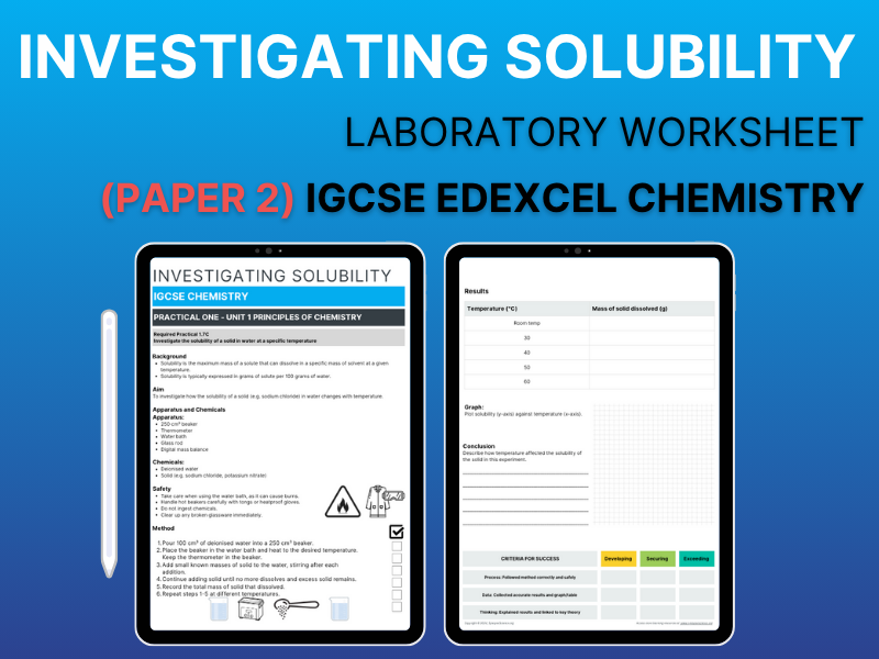 Investigating Solubility Lab - Required Practical 1.7C - Unit 1 - Edexcel IGCSE Chemistry