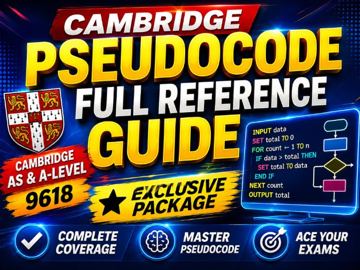 Cambridge Pseudocode Full Reference Guide (cheat sheet)-Cambridge AS & A-Level - 9618