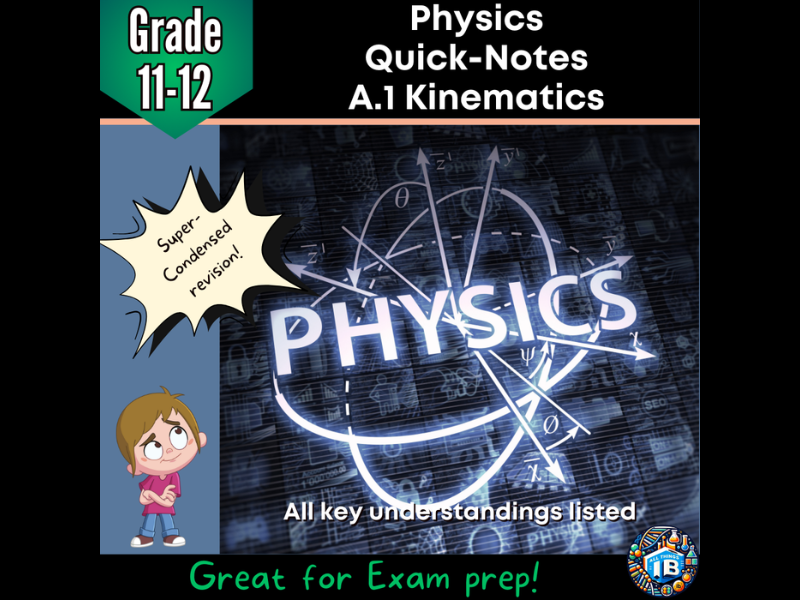 IB DP Physics: A.1 Kinematics – Condensed Topic Revision Notes (2026)