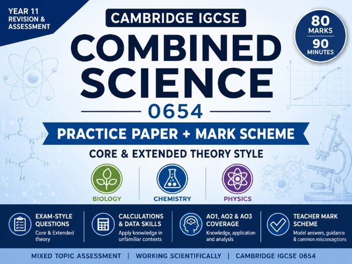 Cambridge IGCSE Combined Science 0654 Practice Paper & Mark Scheme ...