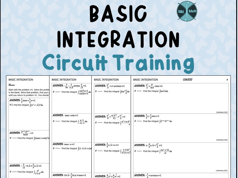Basic Integration (Indefinite Integrals) - Circuit Training (15 problems)