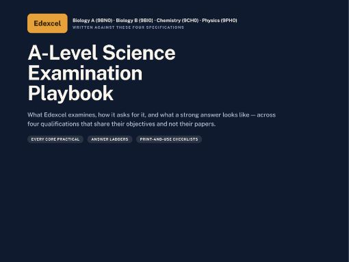 A Level Science — Pearson Edexcel | Examination | Pearson Edexcel A-level Biology A (9BN0),