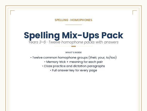 SPELLING · HOMOPHONES Spelling Mix-Ups