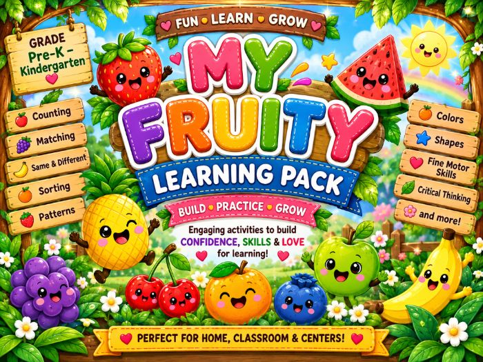 Fruit Math Worksheets | Counting, Tracing, Number Sense & Early Math | Pre-K–Kindergarten