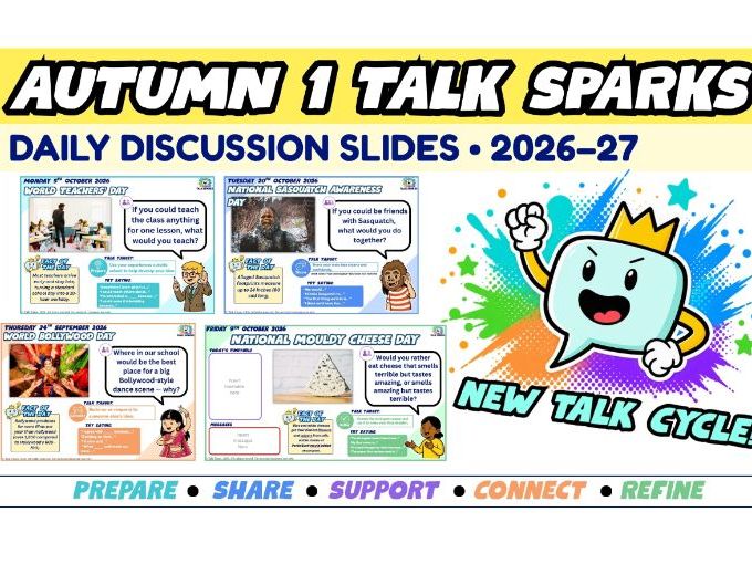 Autumn 1 Talk Sparks 2026–27 | Daily Oracy Discussion Slides | KS1 & KS2 | Editable PPT + PDF