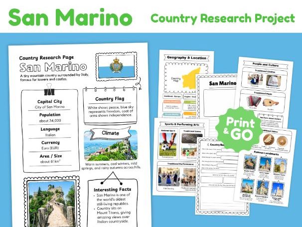 San Marino Geography Research Project | Printable Activities