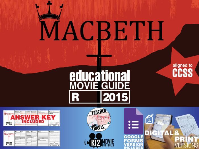 Macbeth Movie Guide | Questions | Worksheet (R - 2015) | Teaching Resources