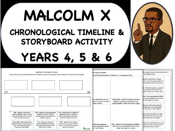 Malcolm X Chronological Timeline Activities - KS2 Black History