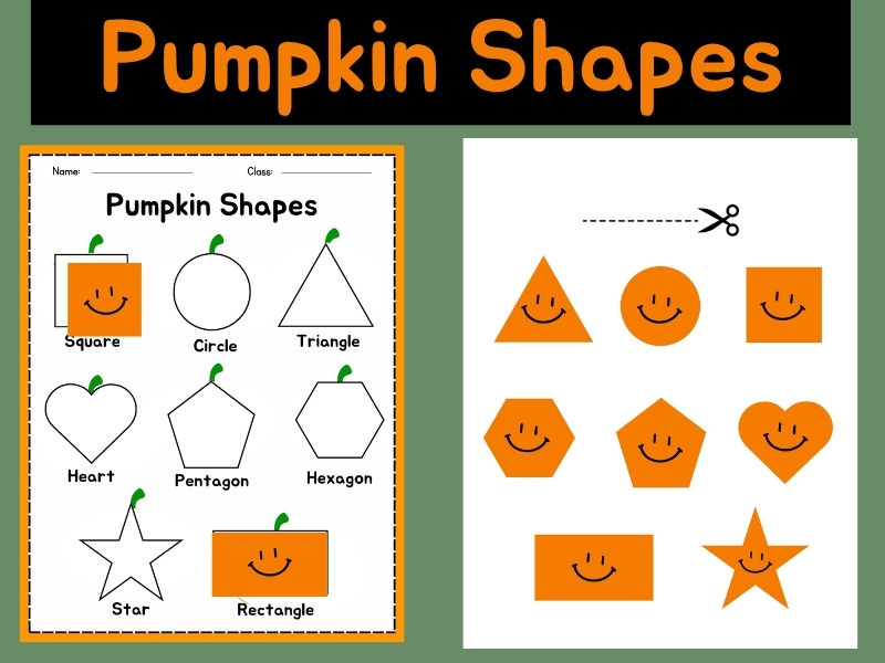 Halloween Fall Activities Preschool Pumpkin Shapes Worksheet | No-Prep Shape Recognition