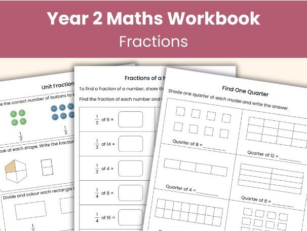 Year 2 Maths Workbook | Fractions | Printable Worksheets
