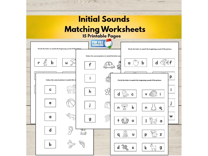 Initial Sounds Matching Worksheets | EYFS Reception ABC Phonics Activity