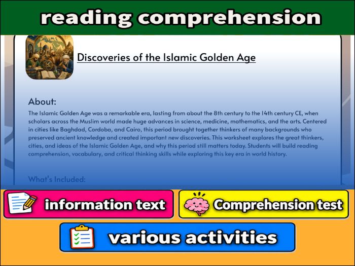 Discoveries of the Islamic Golden Age - Reading Comprehension & Activities